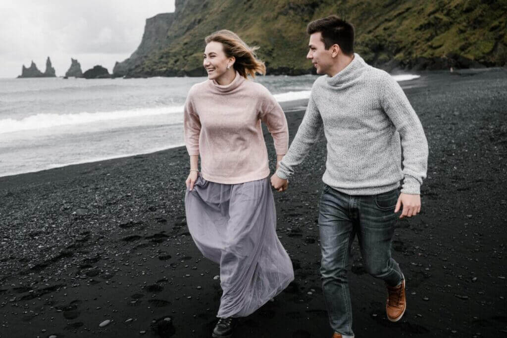 Couple walking on beach