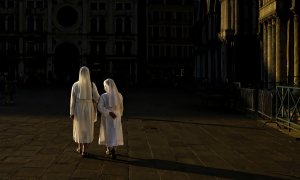 Two nuns walking